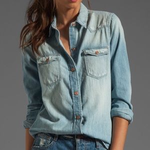 7 for All Mankind Destroyed Denim Shirt